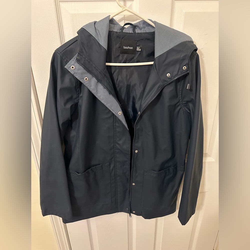 Boohoo Dark Blue Hooded Jacket